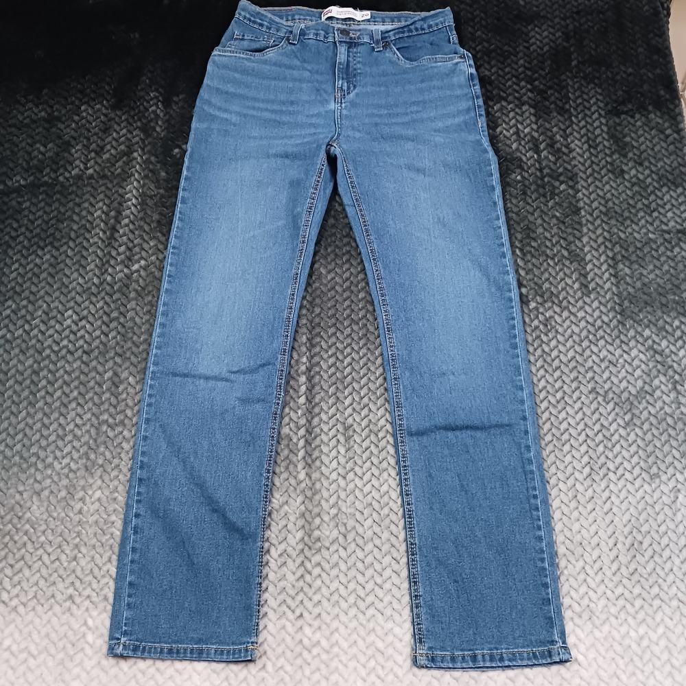 Levi's 514 Jeans Boys 20 Blue Cotton Denim Straight Workwear Whiskered Stretch